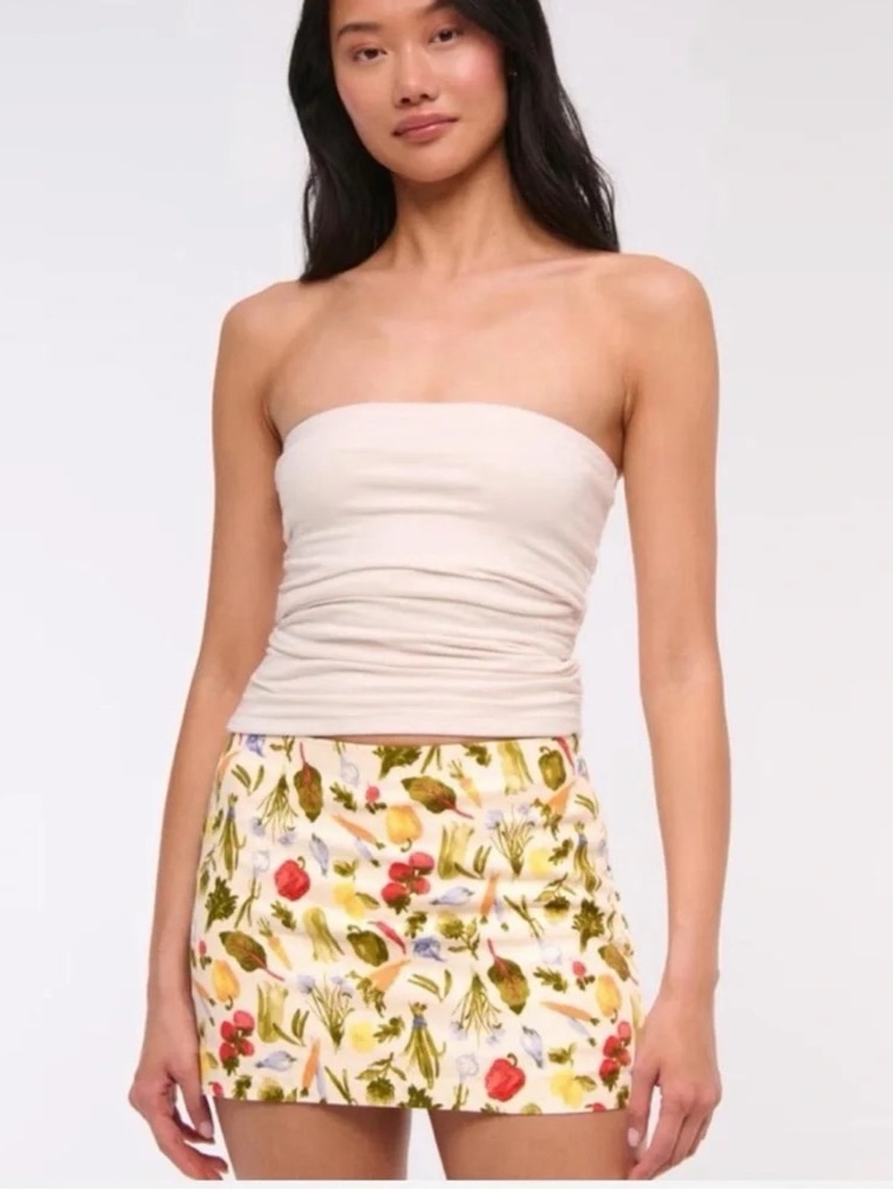 Abercrombie & Fitch White Kids Shorts with Colorful Vegetable Print